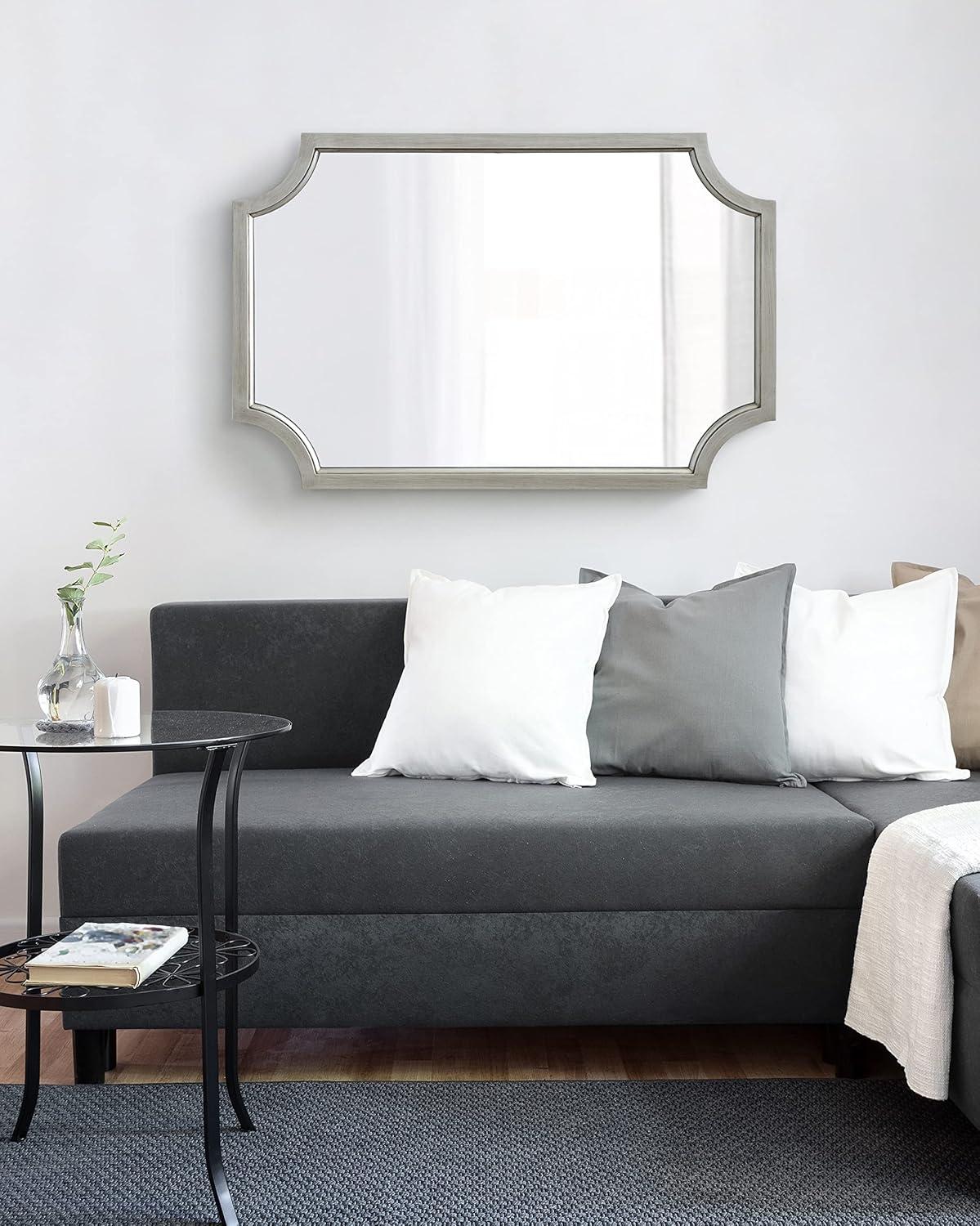 Kate and Laurel Hogan Scalloped MDF Scallop Mirror, 24x36, Silver