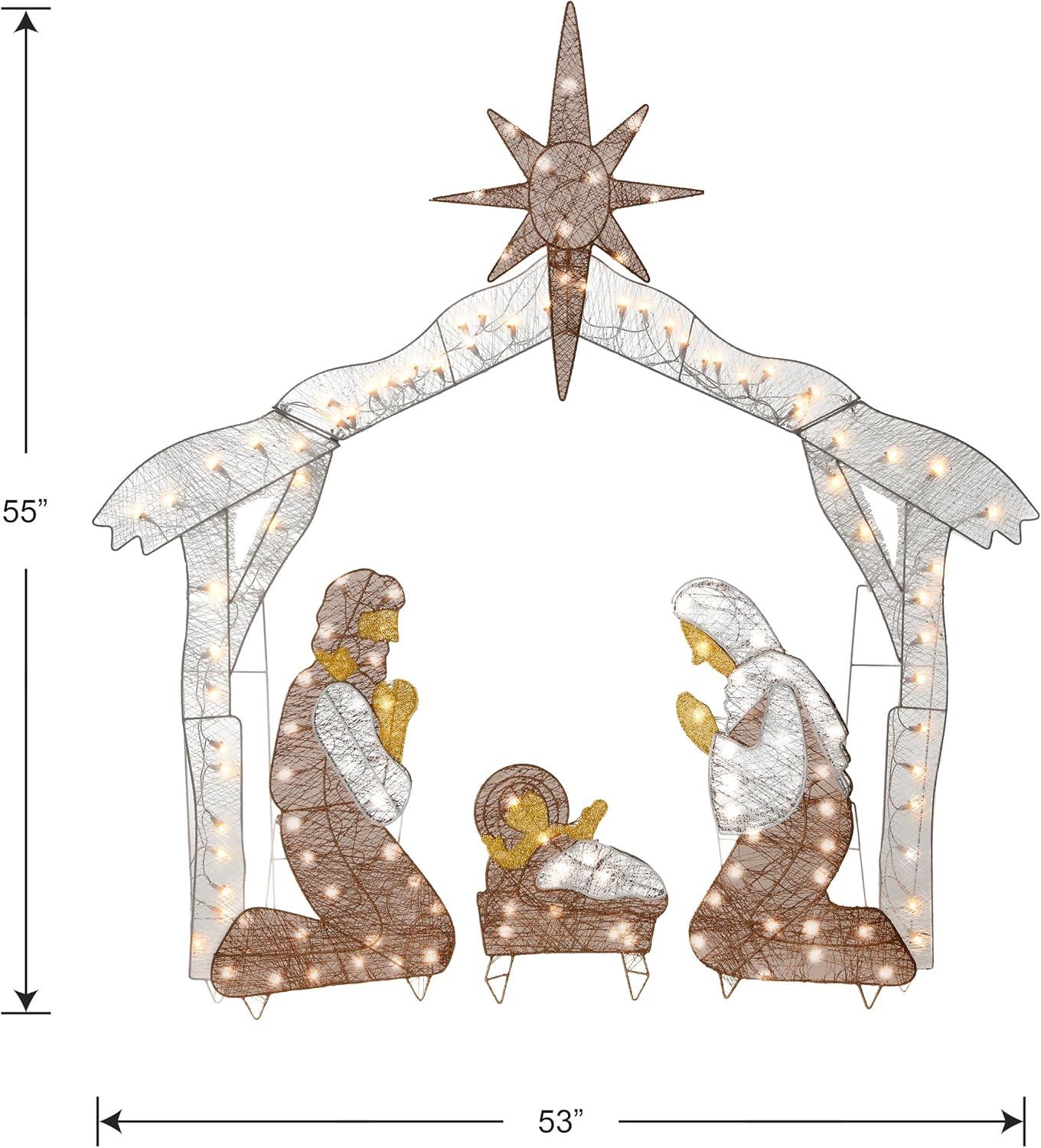 National Tree Company Pre-Lit  Nativity Scene,  Cool White Lights,  LED, 55 inch,  Indoor or Outdoor Use.