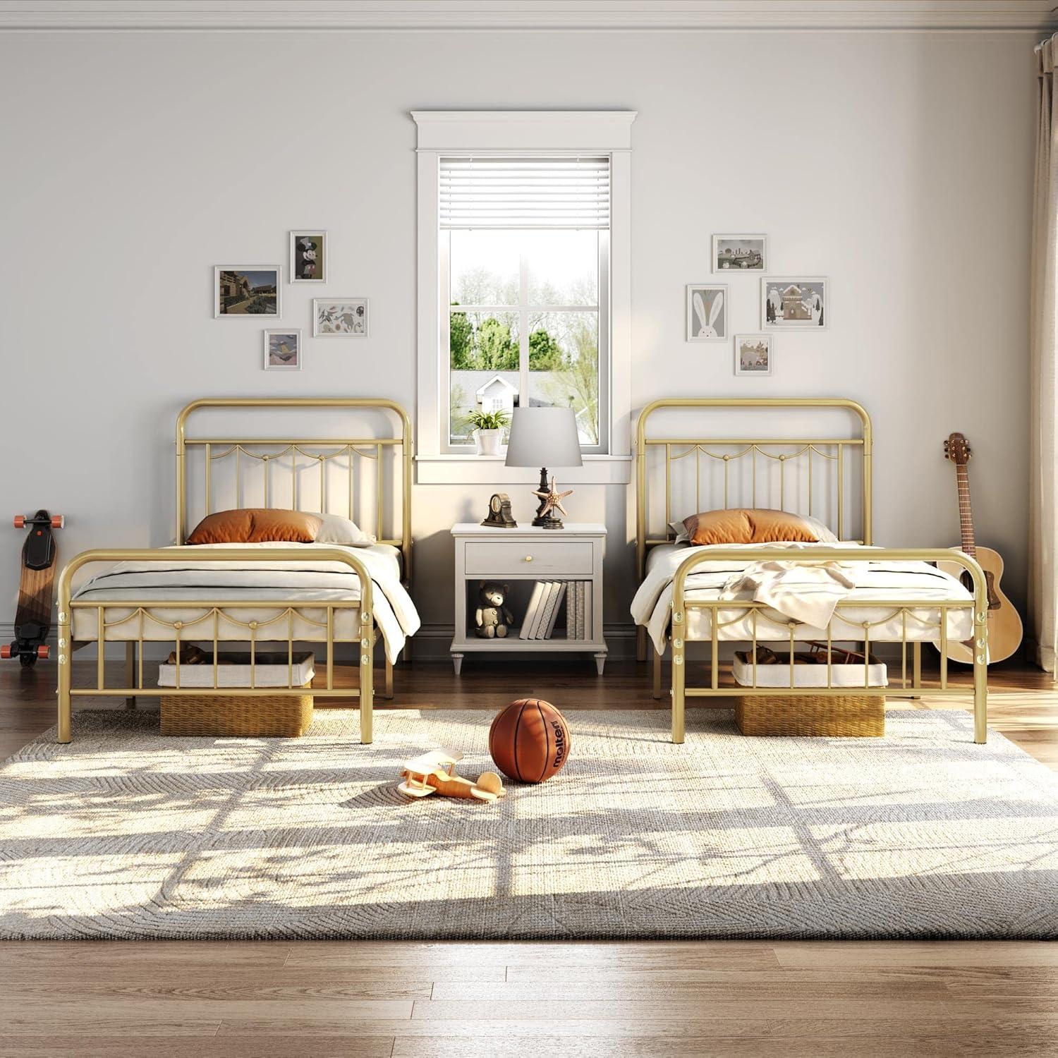 Laurel Foundry Modern Farmhouse® Dravin Metal Platform Bed Frame with Vintage Headboard and Footboard
