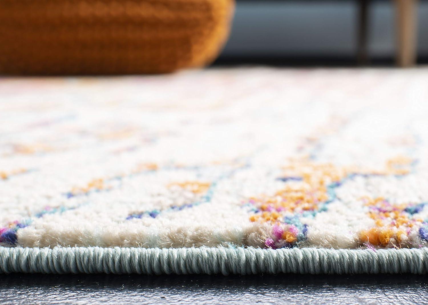 Madison MAD454 Power Loomed Indoor Accent Rug - Light Blue/Orange - 2'2"x4' - Safavieh