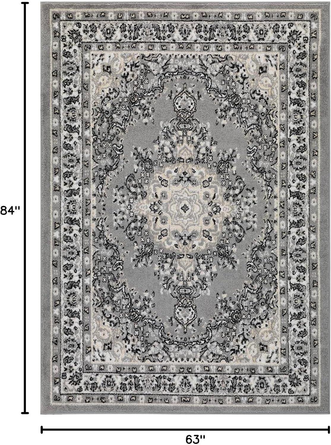 World Rug Gallery Vintage Oriental Distressed Medallion Grey 5' x 7' Indoor Area Rug