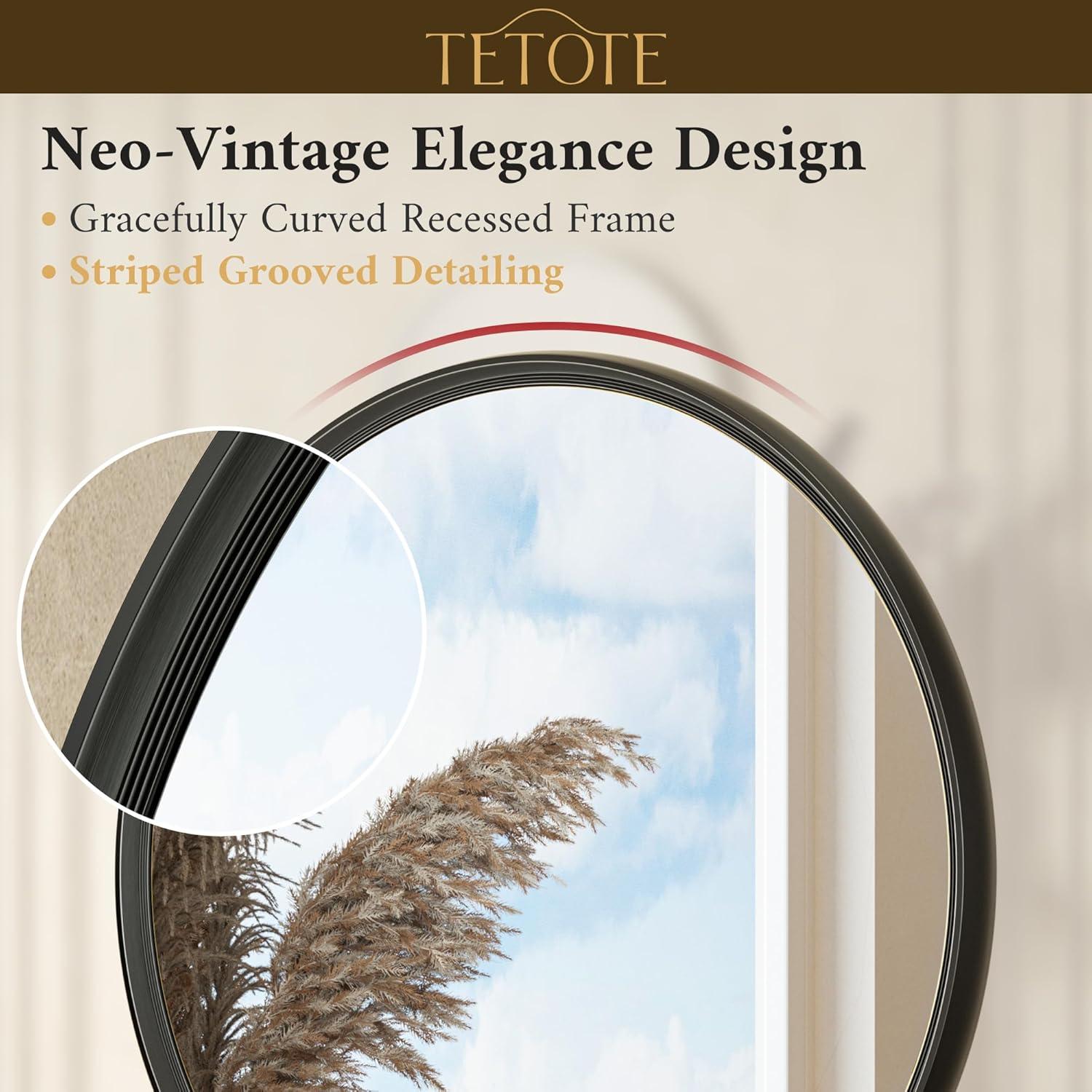 Tetote Black Round Mirror for Bathroom, 24 inch Modern Circle Mirrors, Wall Mounted Matte Metal Frame Entryway Decorative Farmhouse Vanity Mirror
