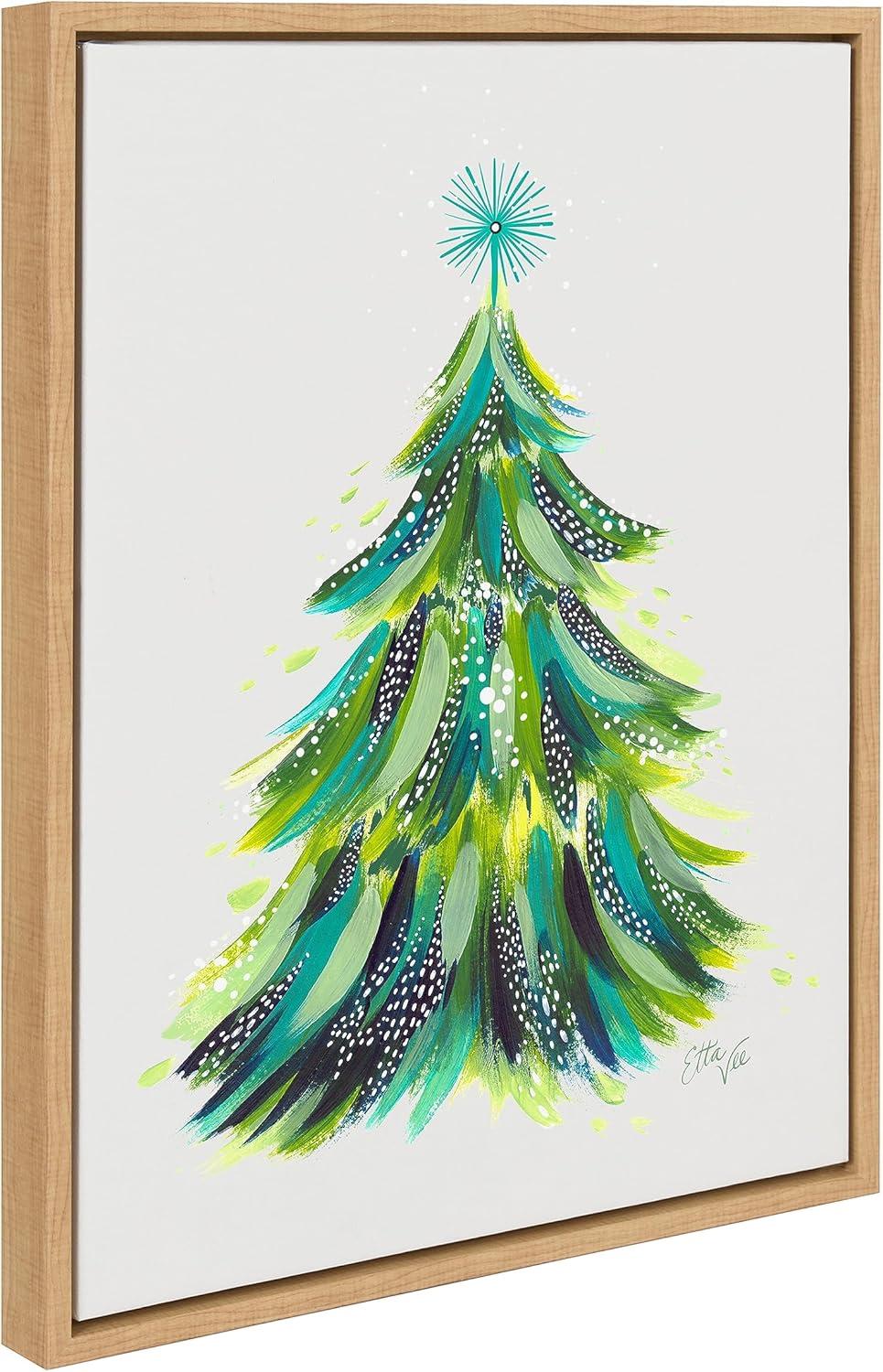 Natural Framed Christmas Tree Canvas Wall Art, 18x24