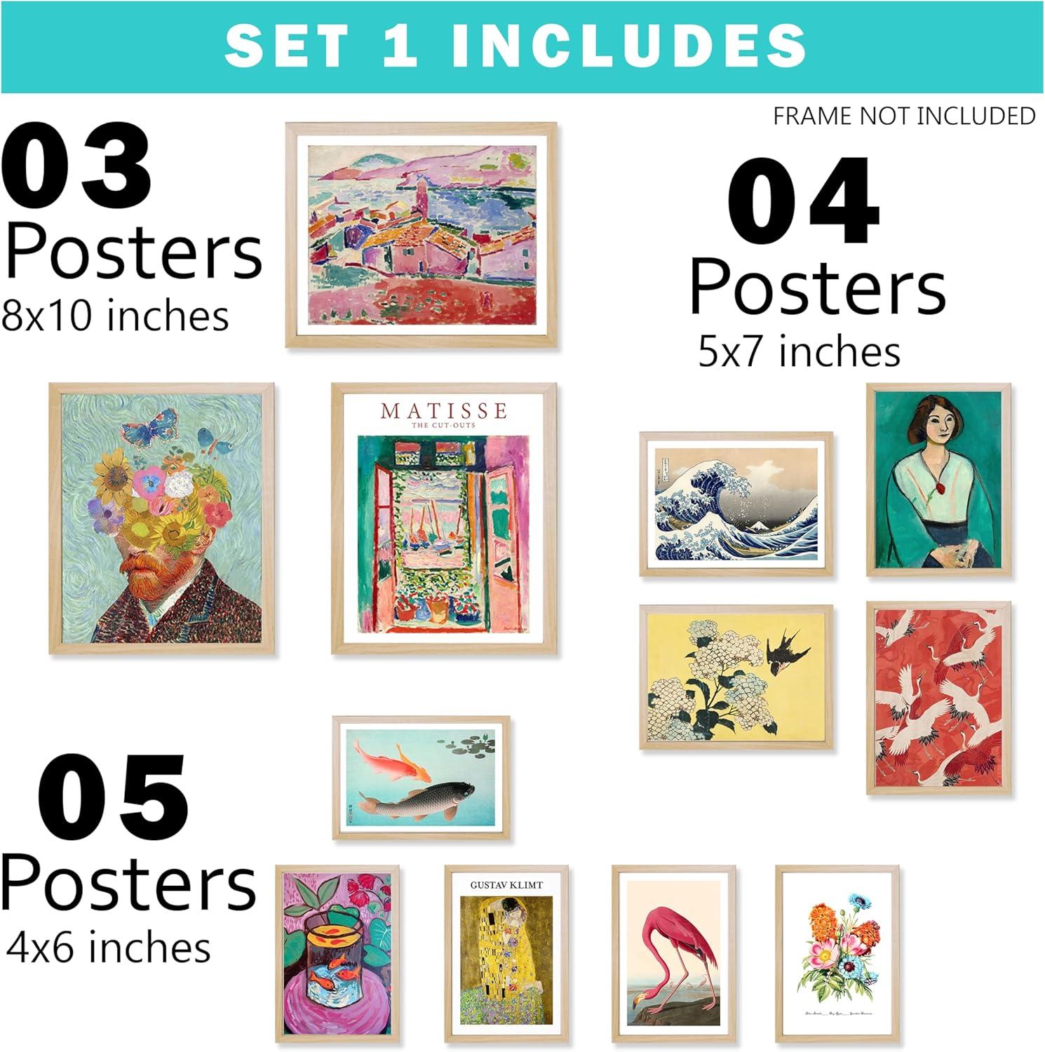 97 Decor Vintage Eclectic Wall Art Prints - Maximalist Funky Pictures, Bright Famous Artist Prints For Wall Decor, Gallery Colorful Art Posters For Bedroom (unframed)