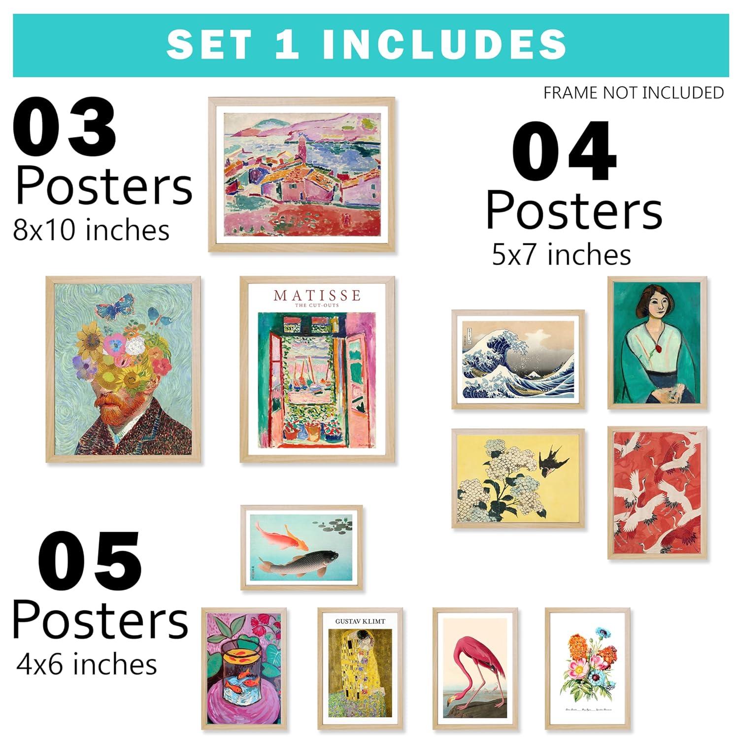 97 Decor Vintage Eclectic Wall Art Prints - Maximalist Funky Pictures, Bright Famous Artist Prints For Wall Decor, Gallery Colorful Art Posters For Bedroom (unframed)