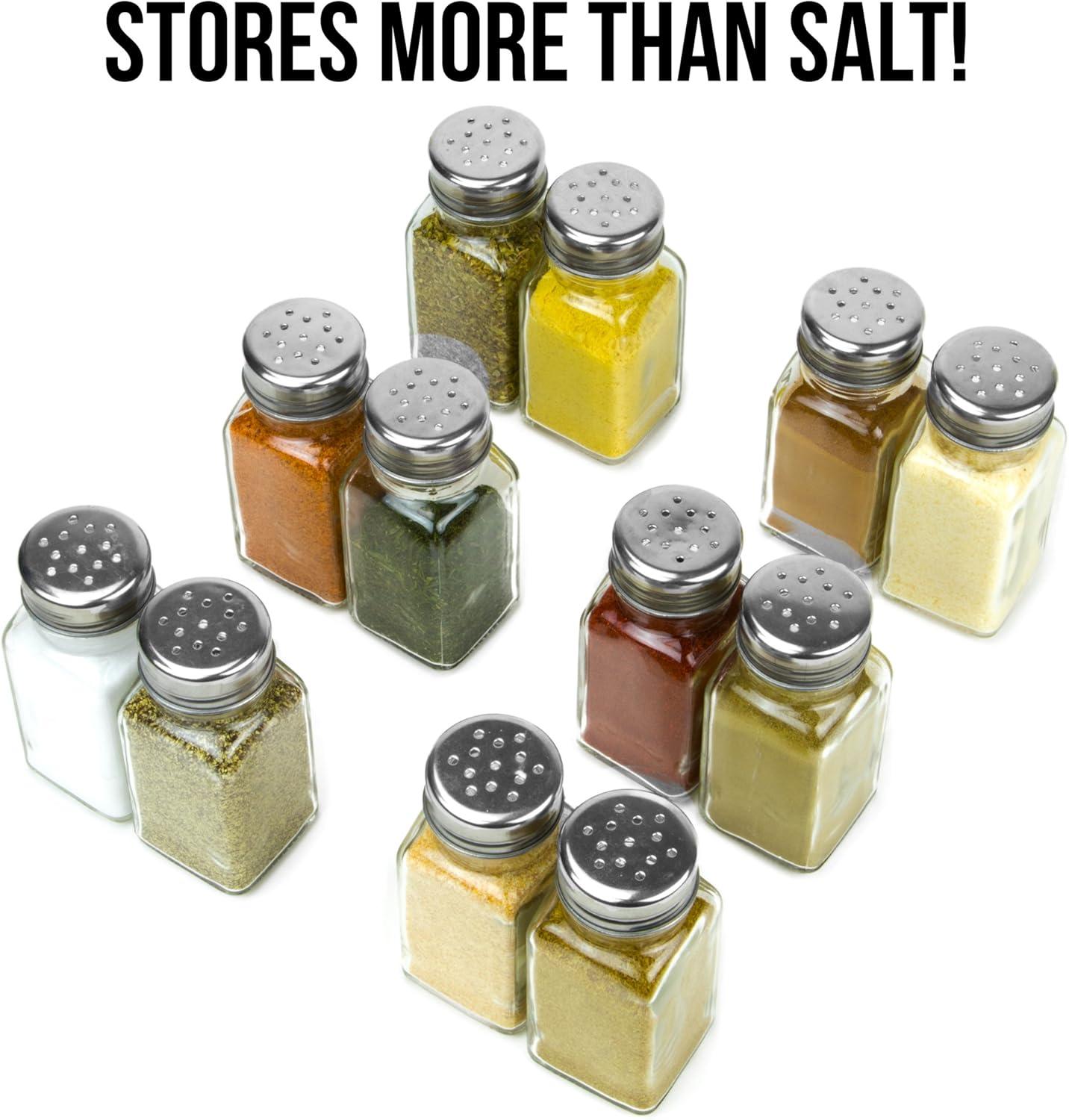 Back of House Ltd. Salt & Pepper, Spices, Seasonings Shakers - Stainless Steel & Glass Restaurant Home Kitchen - 12 Standard