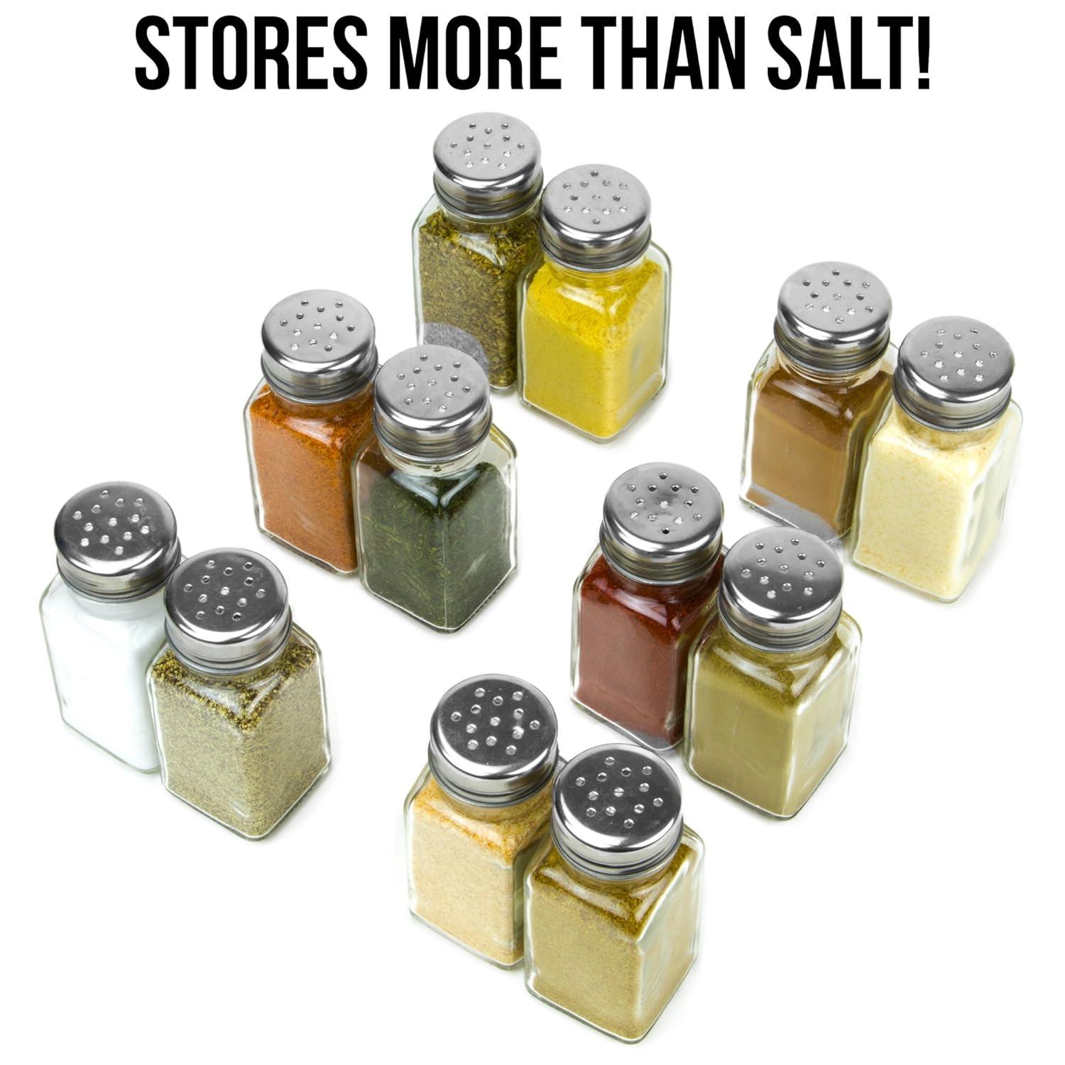 Back of House Ltd. Salt & Pepper, Spices, Seasonings Shakers - Stainless Steel & Glass Restaurant Home Kitchen - 12 Standard