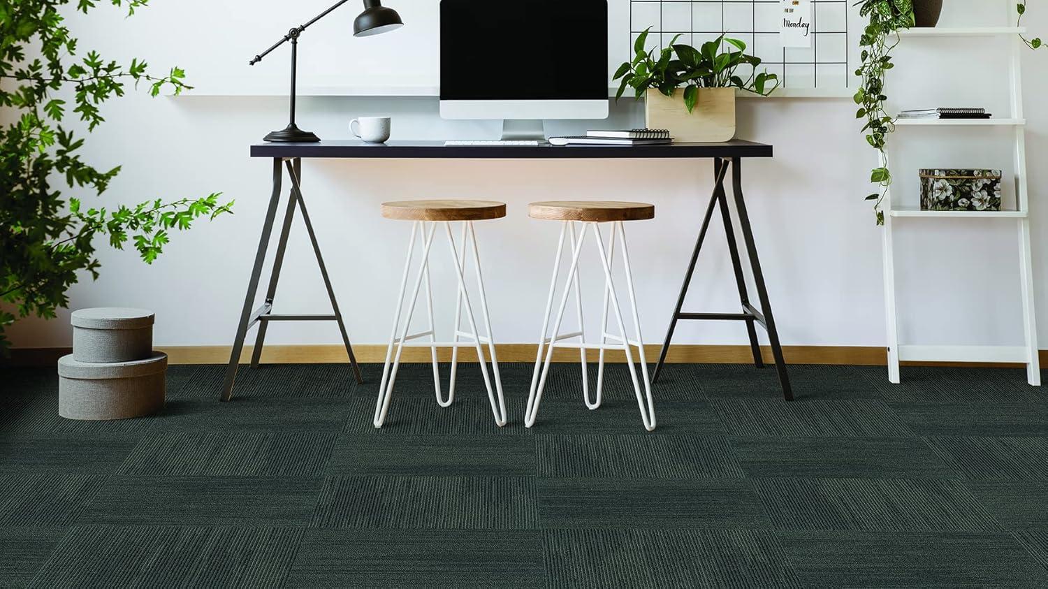 Elite 24" x 24" Gray Nylon Carpet Tile with Low Pile