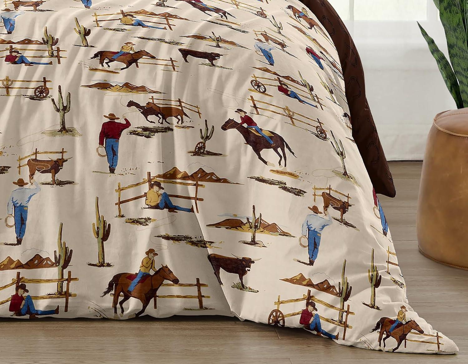 Sweet Jojo Designs Boy Full/Queen Comforter Bedding Set Wild West Cowboy Multicolor 3pc