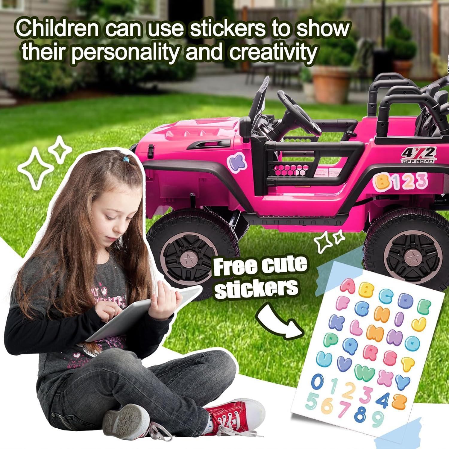 Ancheer 24V Real 2 Seater Ride On Toys Electric SUV Jeep Car With Remote Control,2WD/4WD Switchable, 4X100W Motor, Bluetooth, Music, USB, Lights