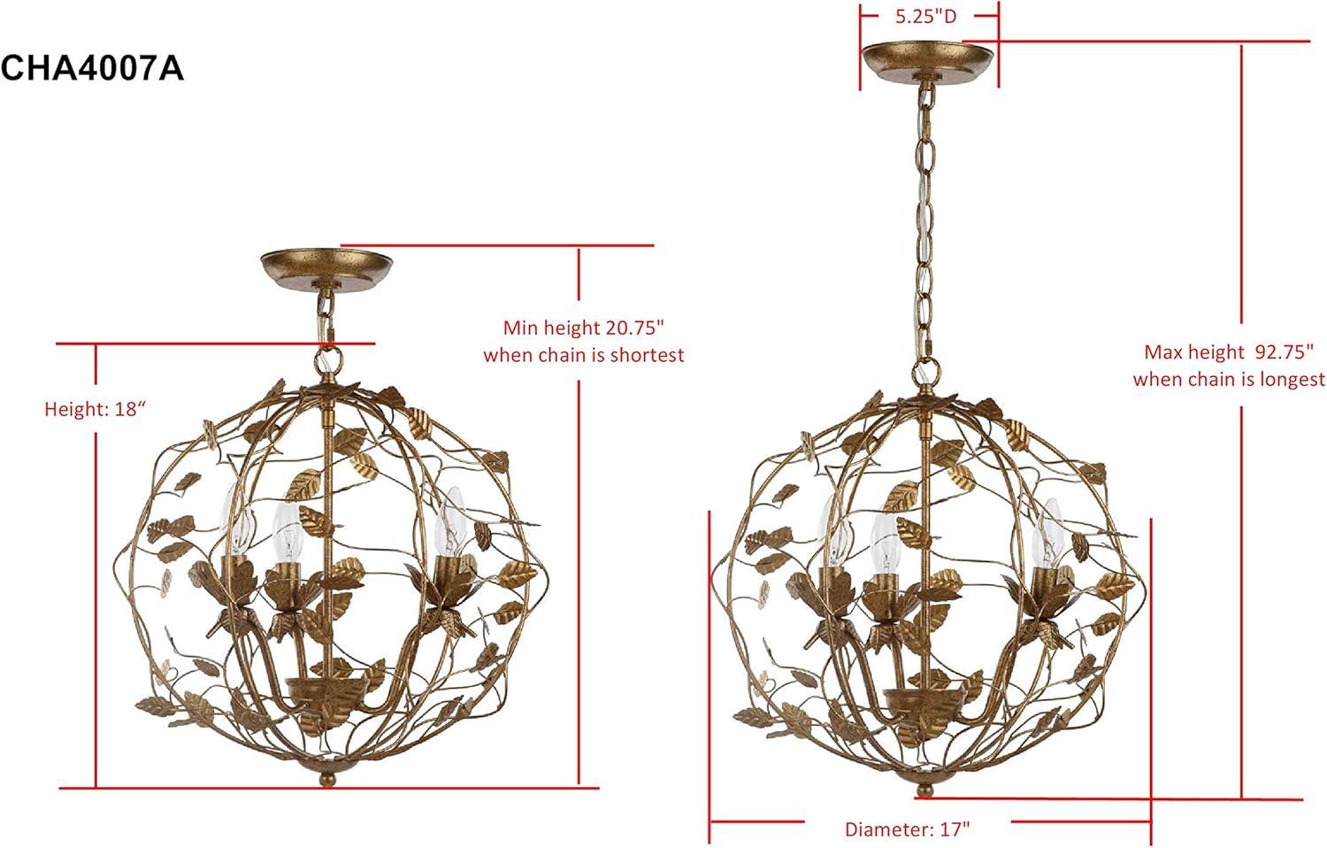 Austen 17" Gold Leaf Metal Cage Chandelier