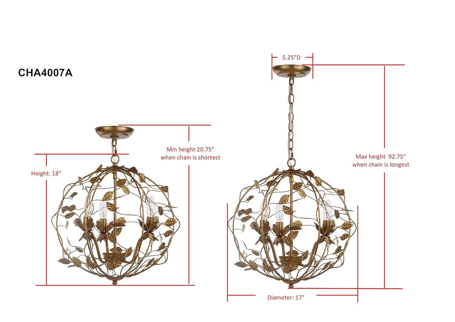 Austen 3 Light 17" Chandelier - CHA4007 - Gold - Safavieh