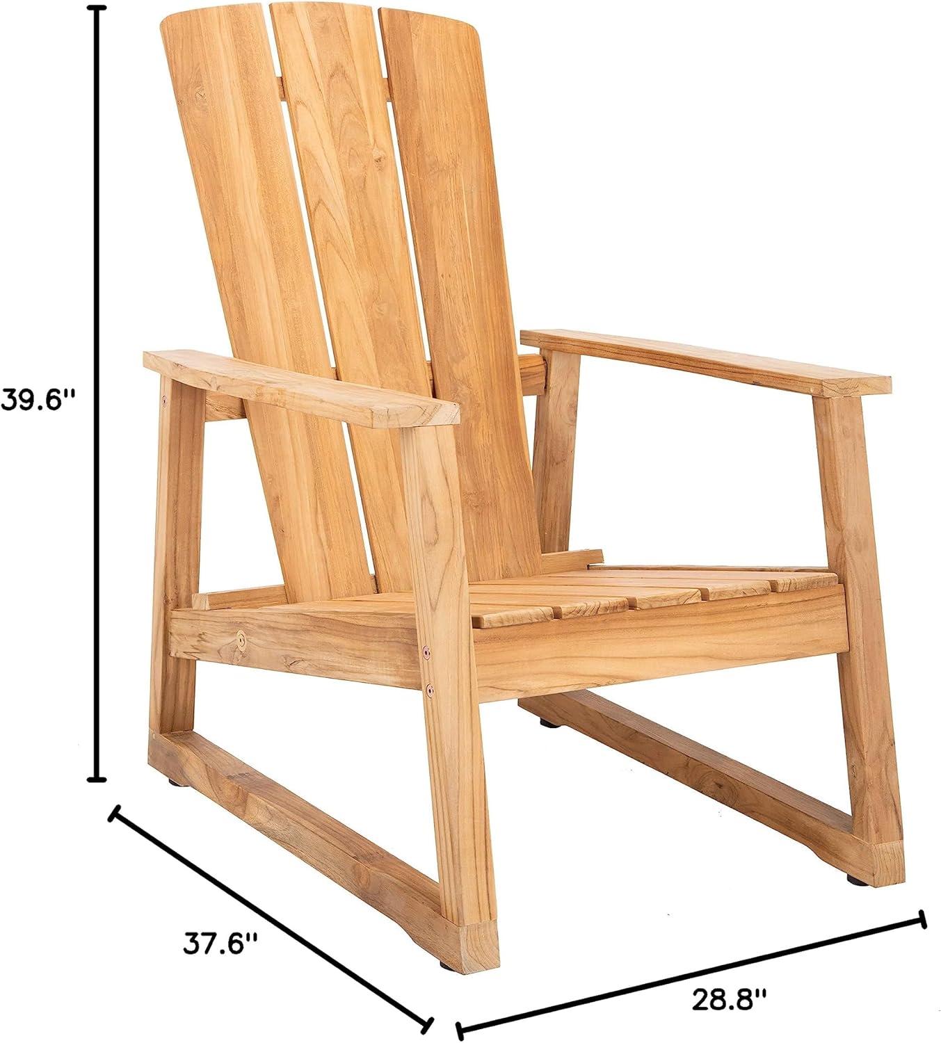 Natural Brazilian Teak Wood Adirondack Chair with Arms