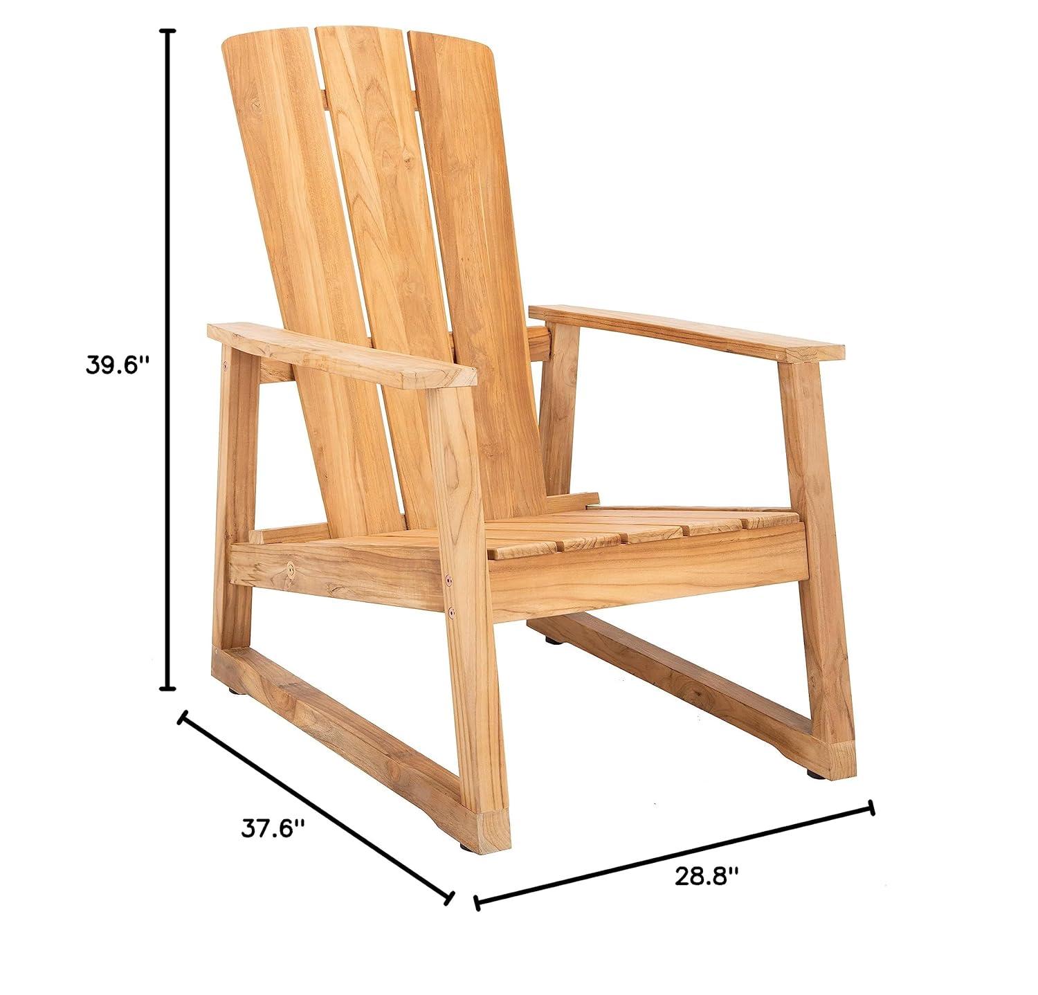 SAFAVIEH Couture San Juan Brazilian Teak Adirondack Chair, Natural