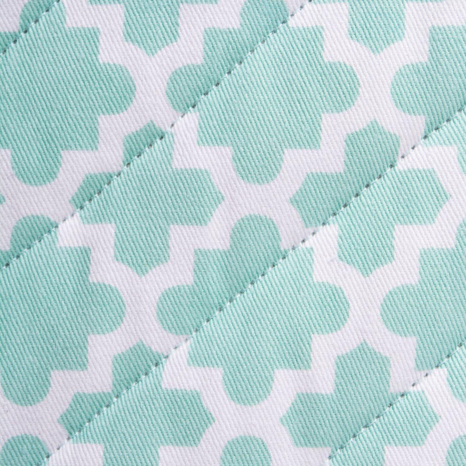 Aqua and White Cotton Quilted Oven Mitt Set