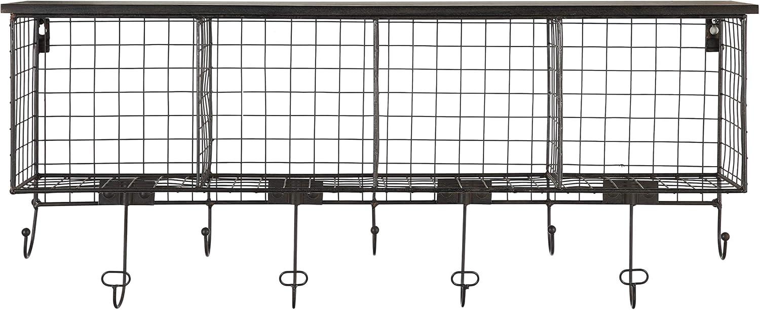 Linon Four Cubby Metal Wall Shelf in Black