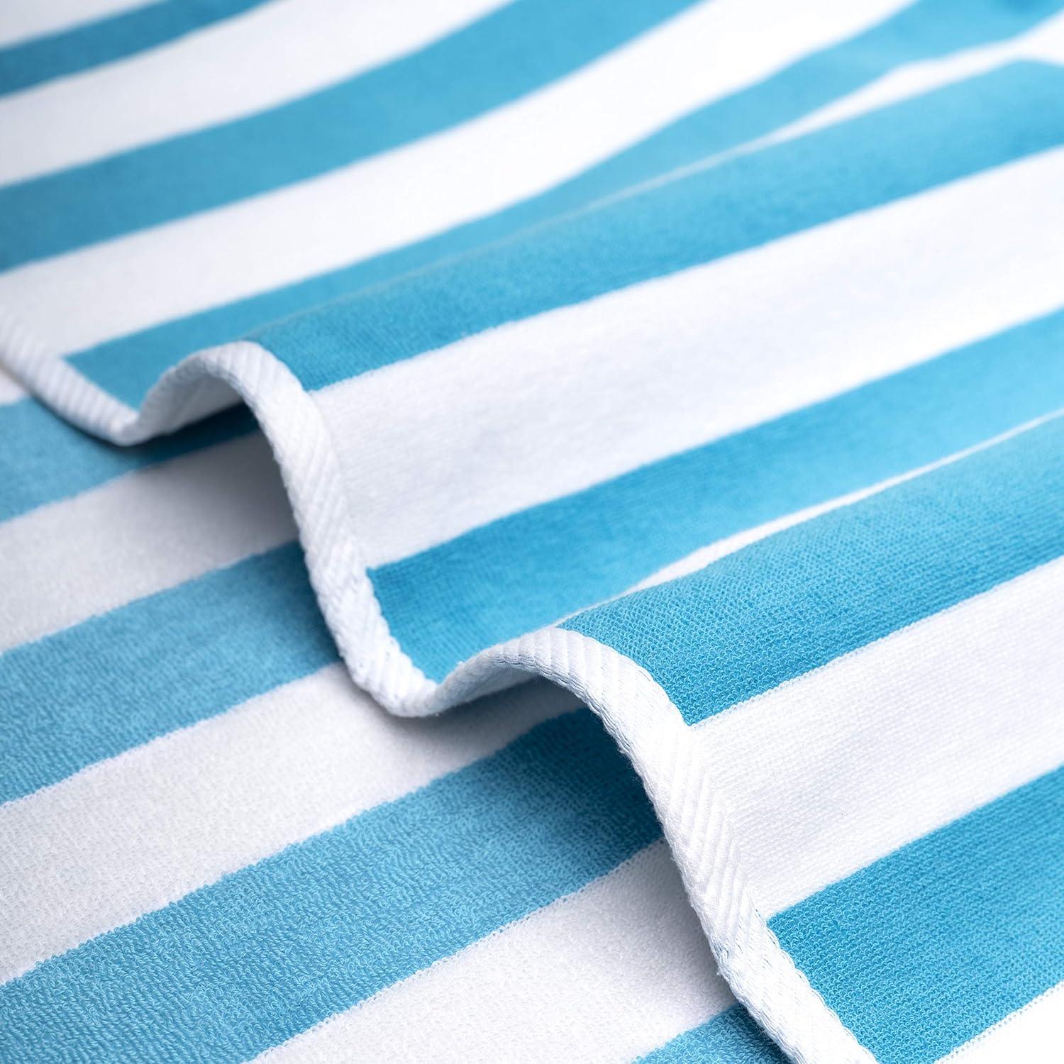 American Soft Linen Beach Towel, 100% Cotton Cabana Striped Beach Towel, 30 in by 60 in Soft Absorbent Beach Pool Towel
, Turquoise Blue