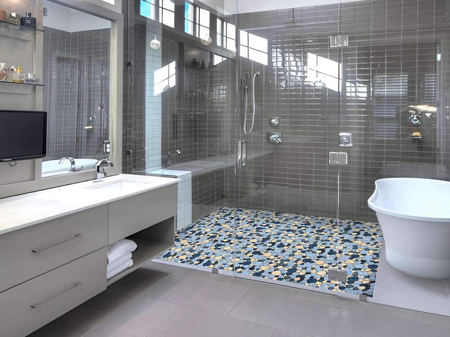 Blue Porcelain Pebbles / Rocks Wall & Floor Tile