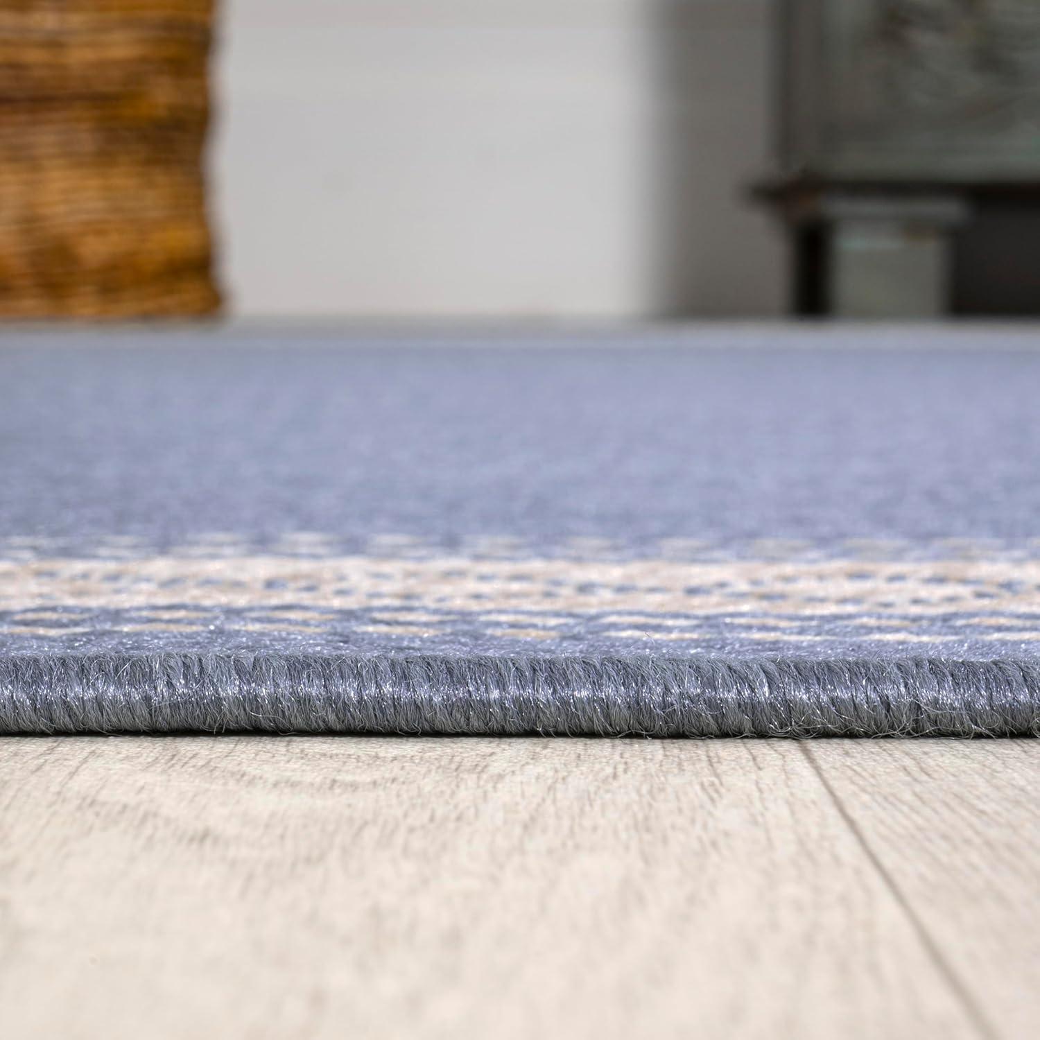 3' x 5' Lucia Classic Diamond Border Indoor/Outdoor Area Rug, Blue/Cream - JONATHAN Y