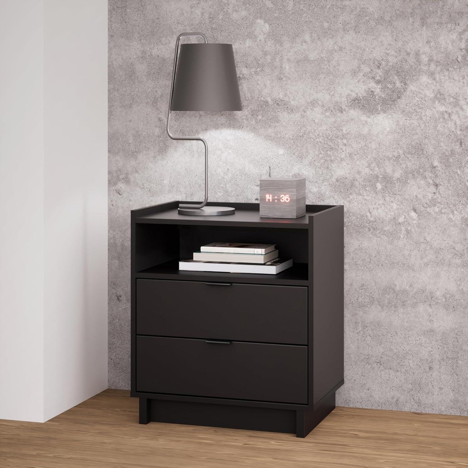 Prepac 23.75" Wide Simply Modern 2 Drawer Nightstand Black