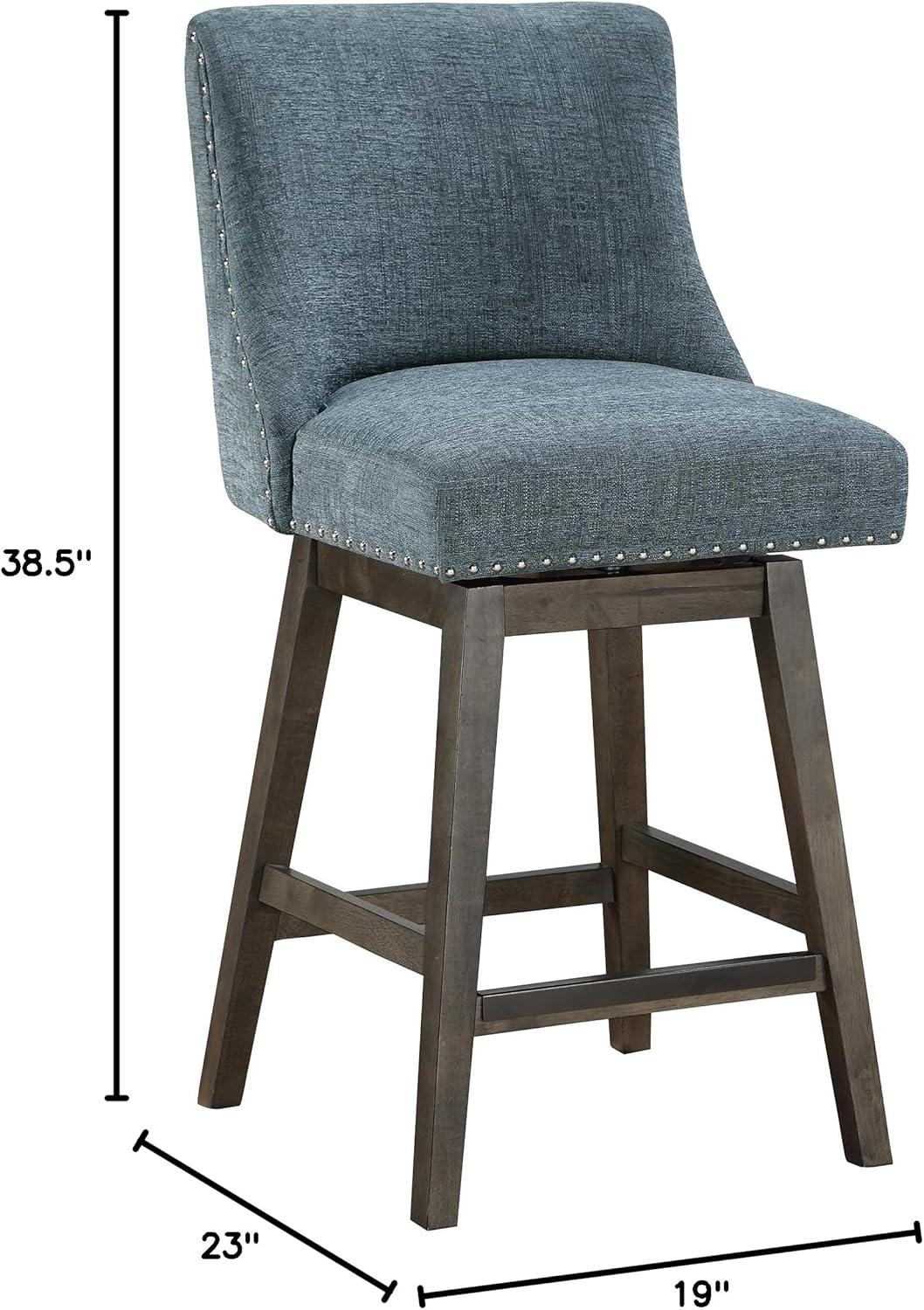 Granville Swivel Upholstered Counter Stool with Solid Wood Frame