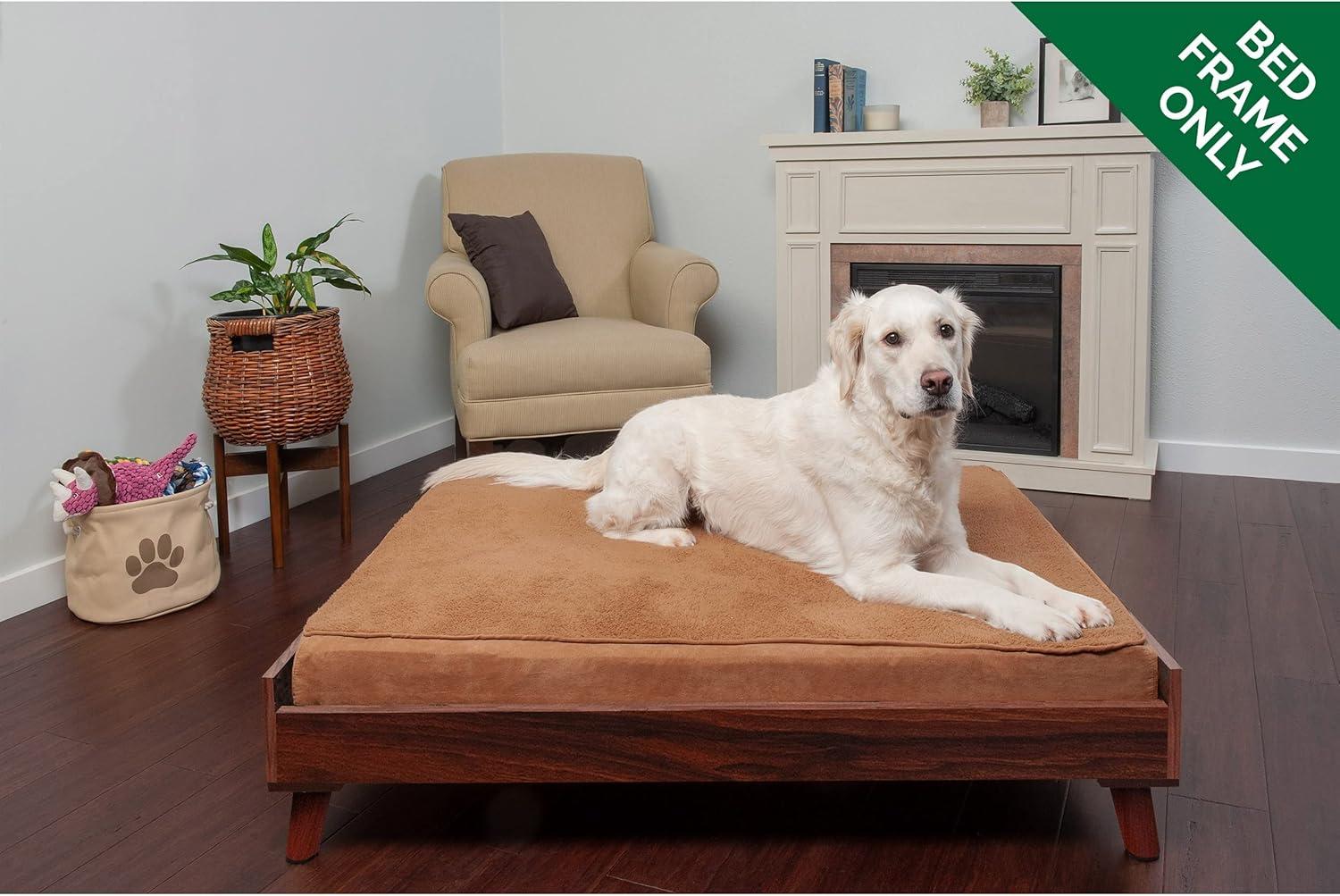 FurHaven Pet Products Modern Pet Bed Frame - Walnut, Fits Beds 44x35"