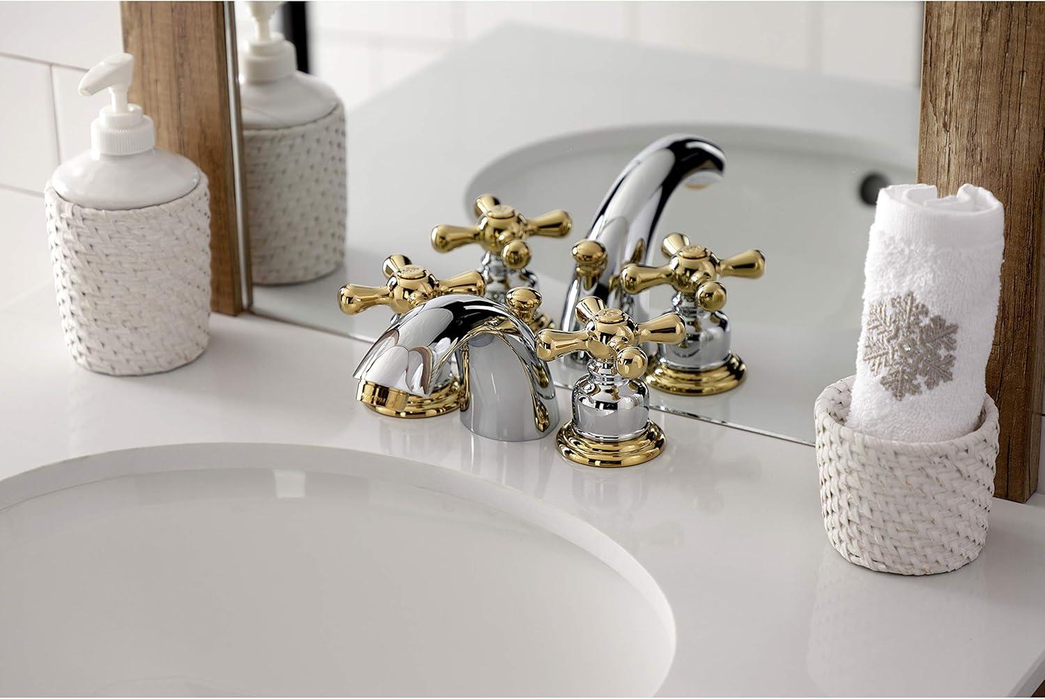 Kingston Brass KB944AX Victorian Mini-Widespread Bathroom Faucet, Polished Chrome/Polished Brass