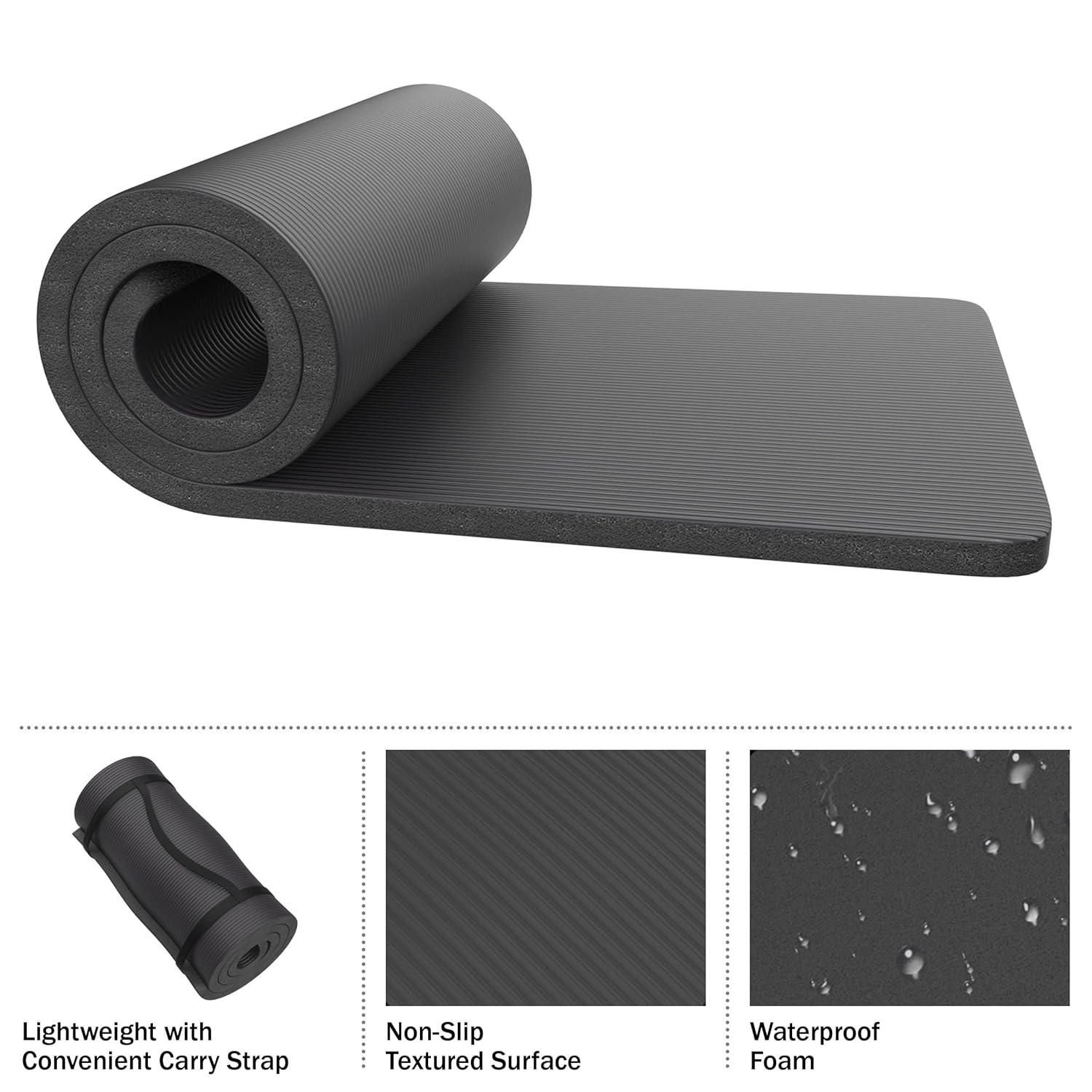 Set of 2 Foam Sleeping Mats for Camping – Extra-Thick 1.25-Inch Waterproof Sleep Pad Set with Carry Straps for Tents or Sleepovers by Wakeman (Black)