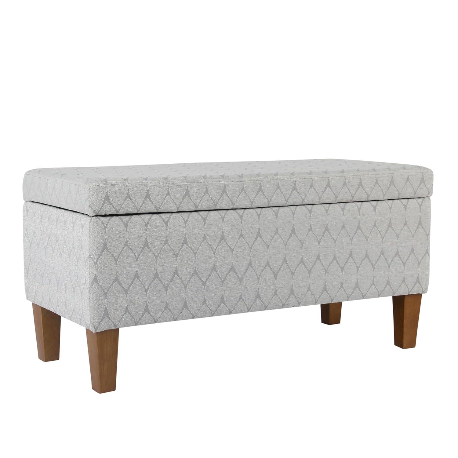 Large Textured Storage Bench Light Gray - HomePop: Upholstered, Bedroom, Rectangular, Wood Legs