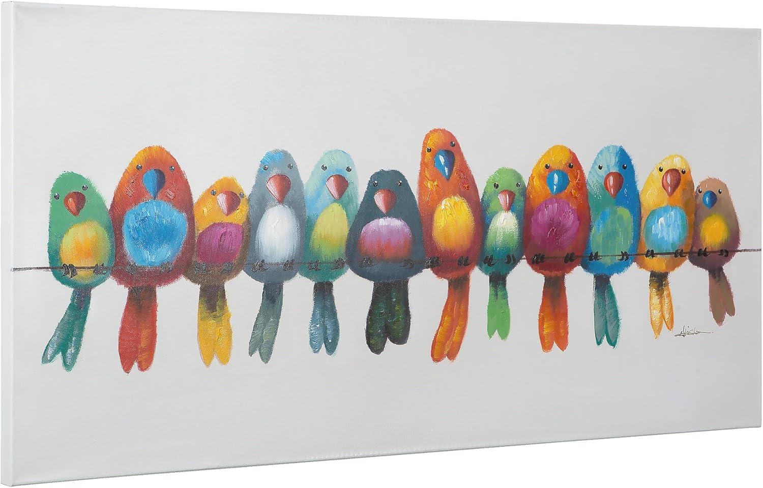 Birds on a Wire I Unframed Wall Canvas - Yosemite Home Decor: Modern Animal Artwork, 24x48 inches