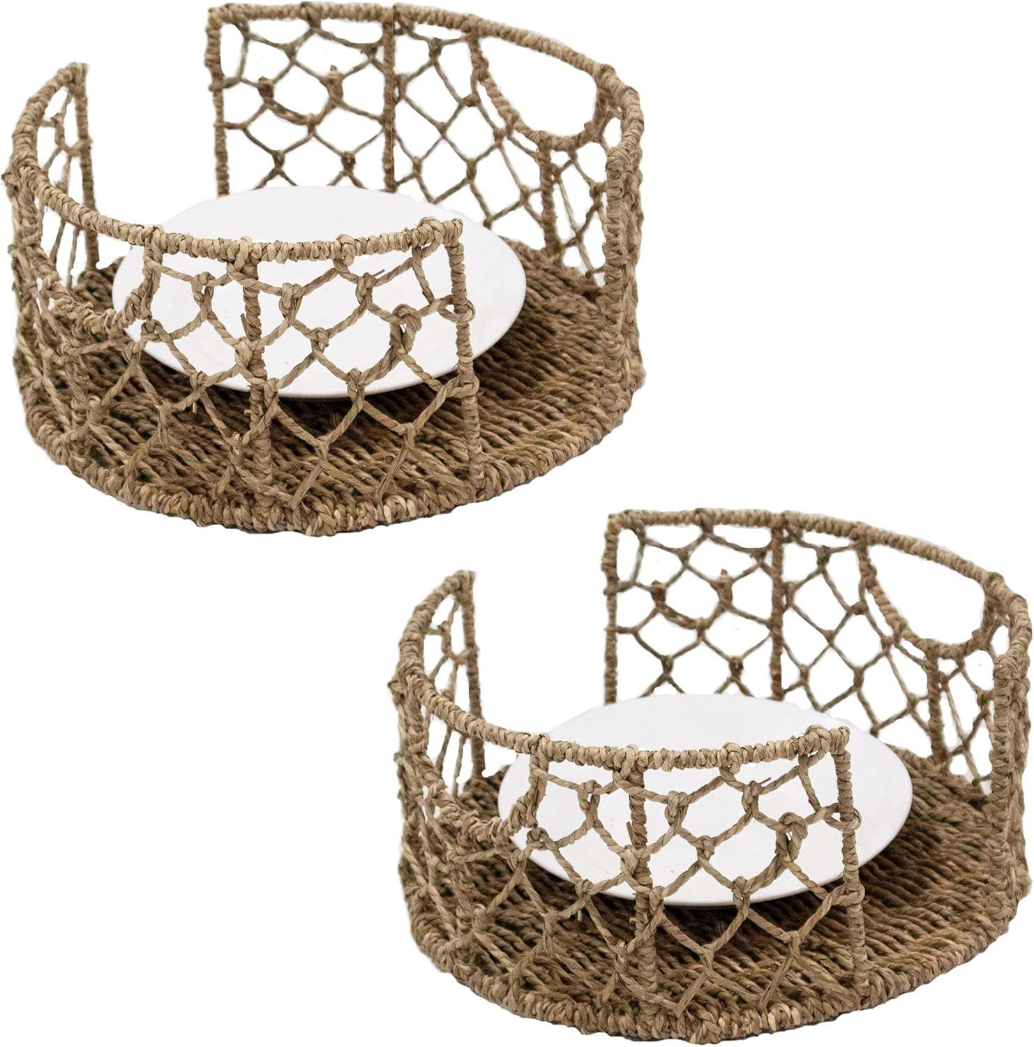Bayou Breeze Set of 2: Stylish Natural Seagrass Plate Caddy Carriers
