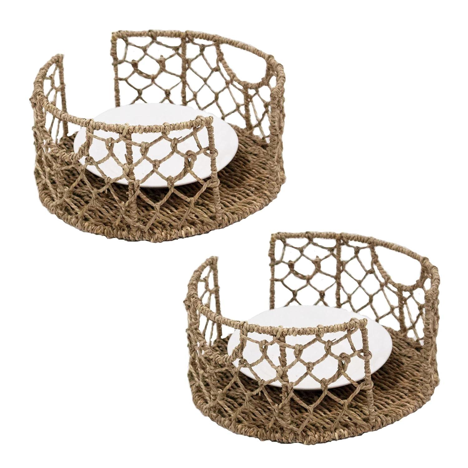 Bayou Breeze Set of 2: Stylish Natural Seagrass Plate Caddy Carriers