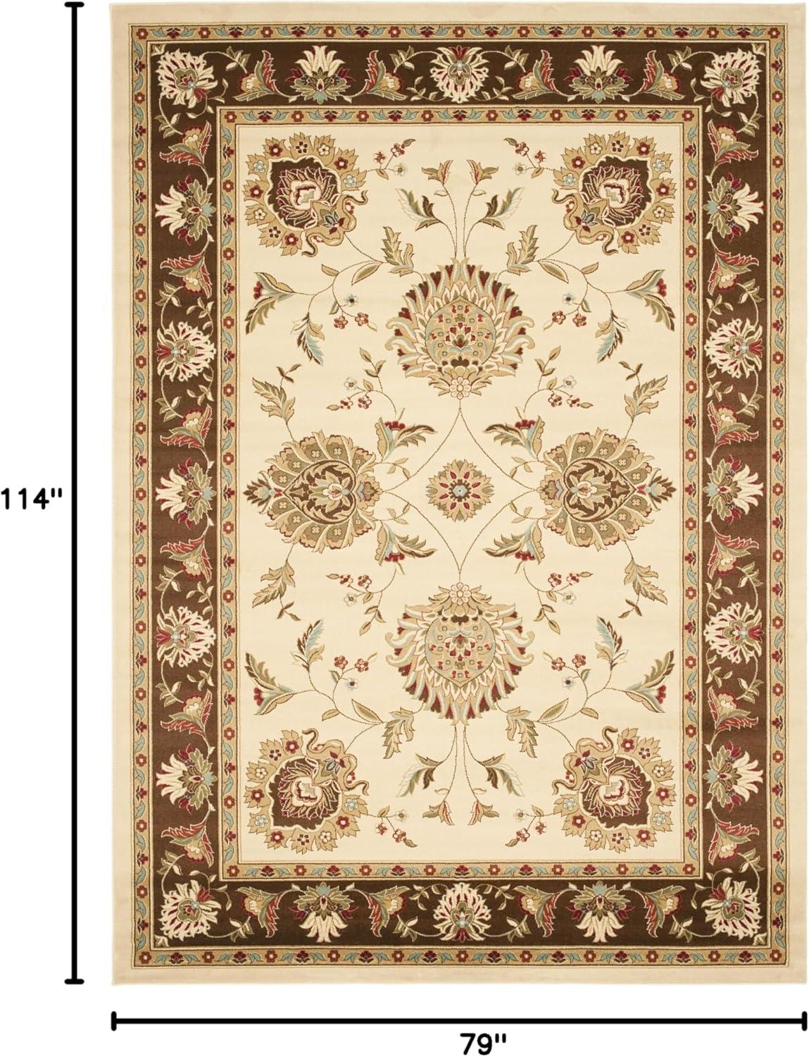 Lyndhurst LNH555 Power Loomed Area Rug - Ivory/Brown - 6'7"x9'6" - Safavieh