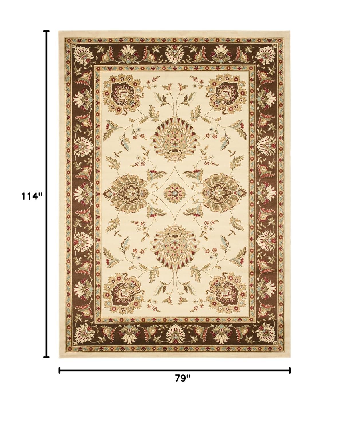 Lyndhurst LNH555 Power Loomed Area Rug - Ivory/Brown - 6'7"x9'6" - Safavieh