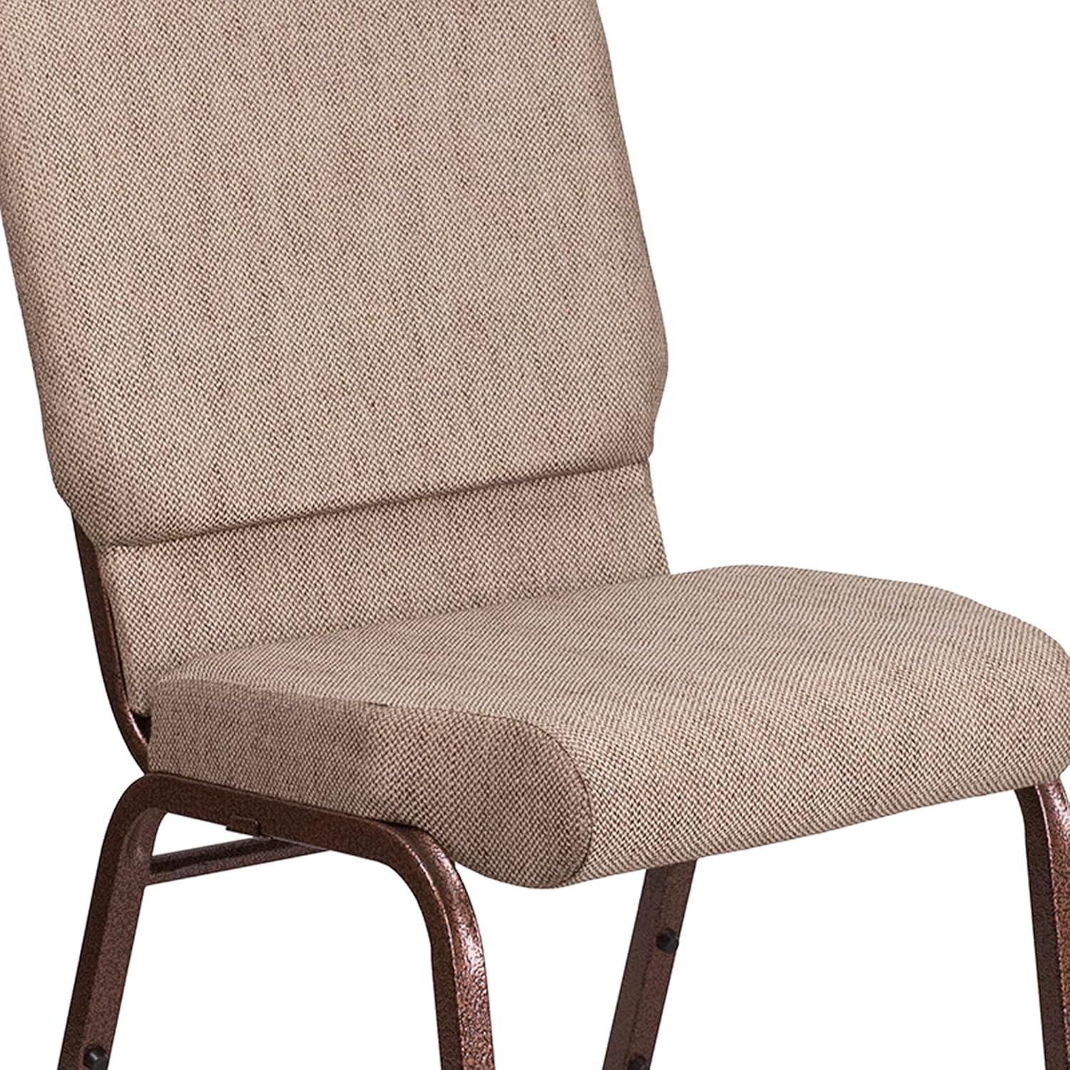 Flash Furniture HERCULES Series 18.5''W Stacking Church Chair in Beige Fabric - Copper Vein Frame