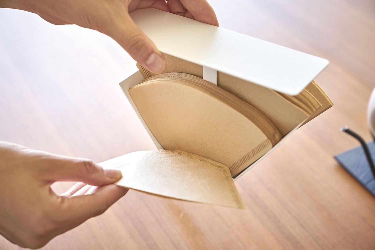 Yamazaki Home Yamazaki Home 02 Coffee Filter Case - Kitchen Storage Holder Container, Steel, Lid