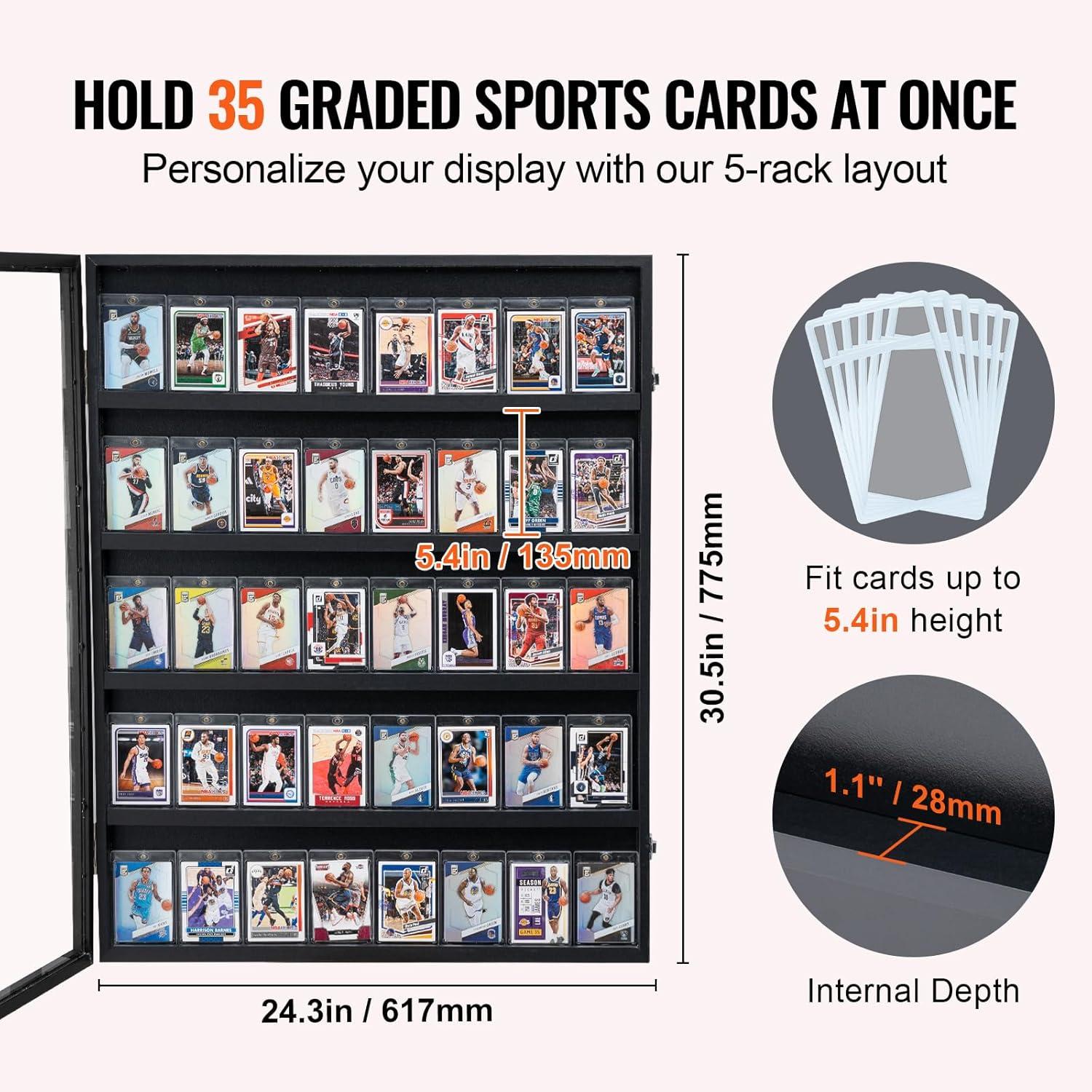 Matte Black Lockable Wall Mounted Sports Card Display Case