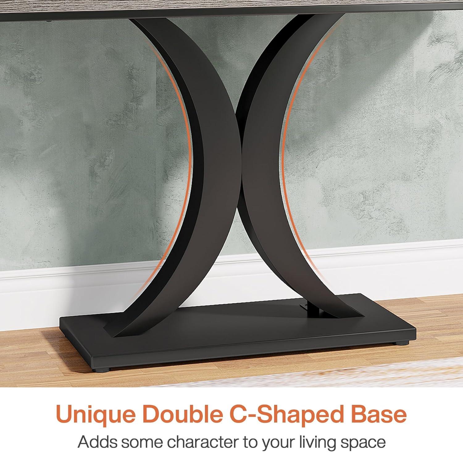 Tribesigns Industrial Console Table, 40 inch Narrow Entryway Foyer Table with Geometric Base, Rustic Hallway Accent Table for Living Room, Entrance