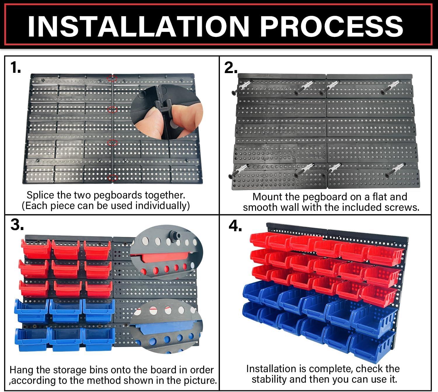 Stalwart Wall-Mounted Garage Storage Bins for Garage Organization, Craft Supply Storage, Tool Box Organizer
