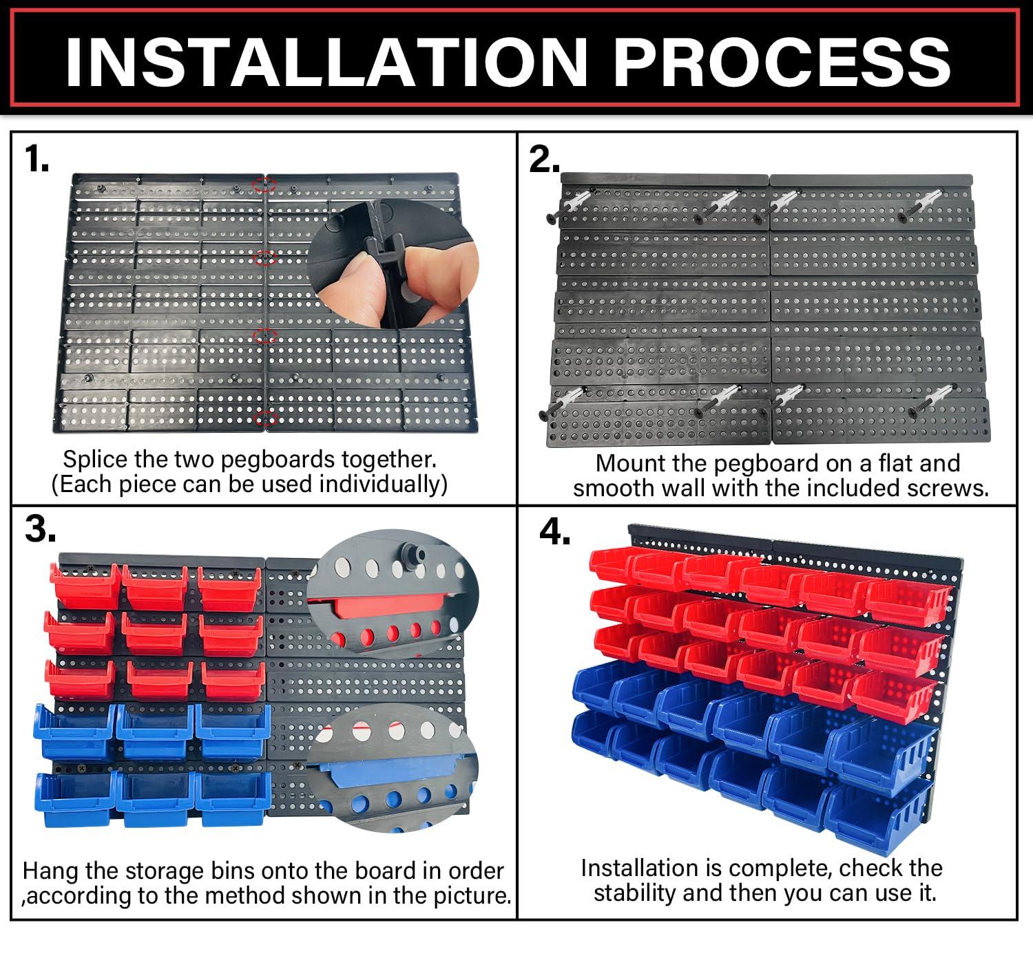 Stalwart Wall-Mounted Garage Storage Bins for Garage Organization, Craft Supply Storage, Tool Box Organizer