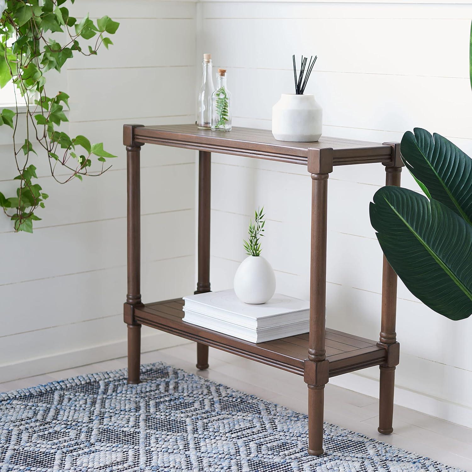 Rafiki Brown Pine Wood Console Table with Shelf