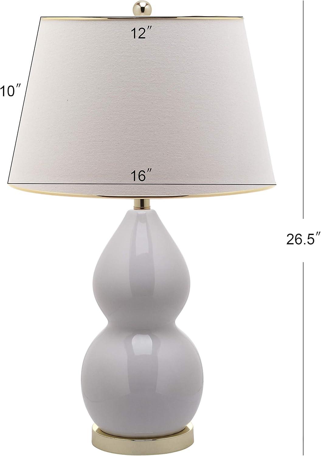 SAFAVIEH Lighting Collection Jill Modern Contemporary White Double Gourd Ceramic 27-inch Bedroom Living Room Home Office Desk Nightstand Table Lamp (LED Bulbs Included)