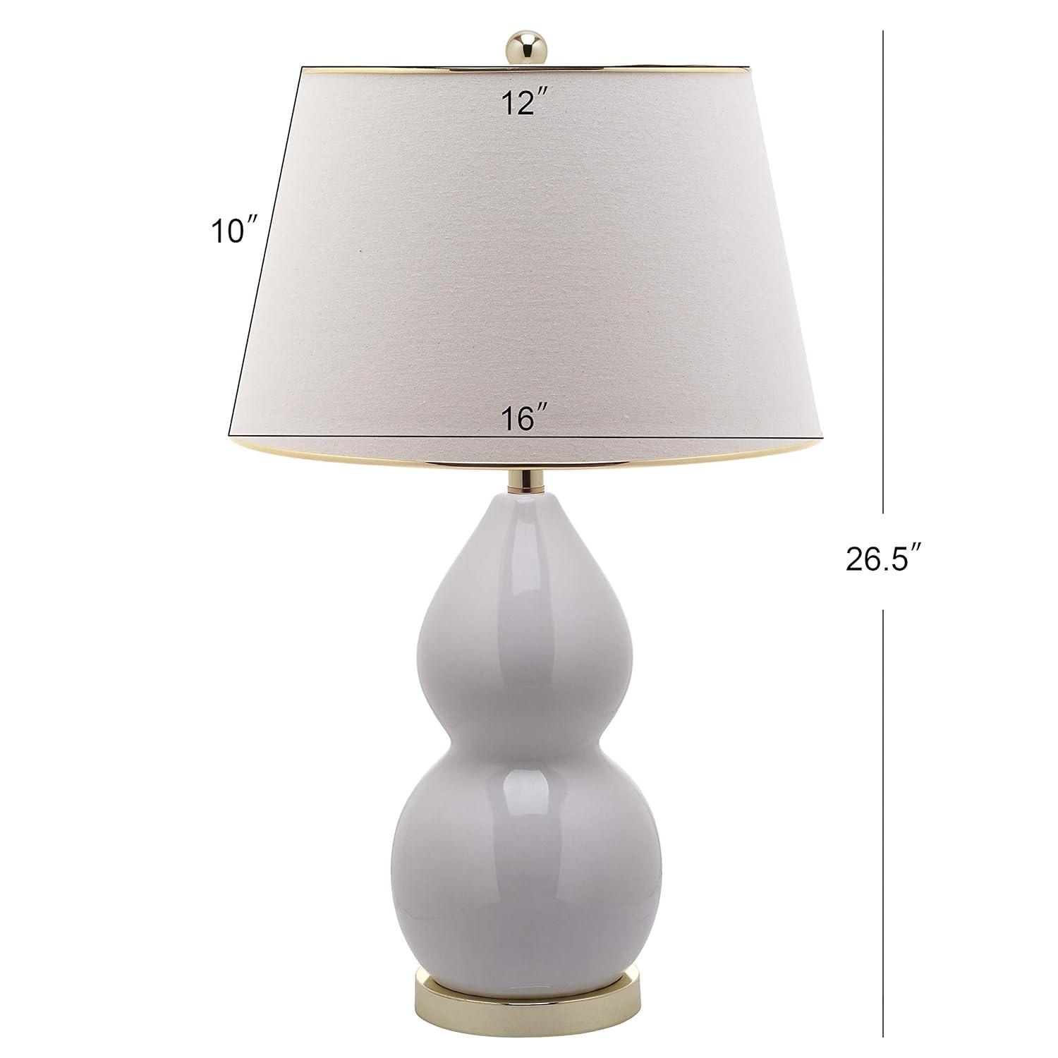 SAFAVIEH Lighting Collection Jill Modern Contemporary White Double Gourd Ceramic 27-inch Bedroom Living Room Home Office Desk Nightstand Table Lamp (LED Bulbs Included)