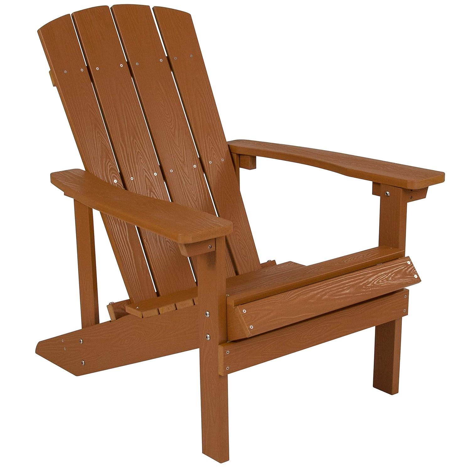 Flash Furniture Charlestown All-Weather Poly Resin Wood Adirondack Chair in Teak