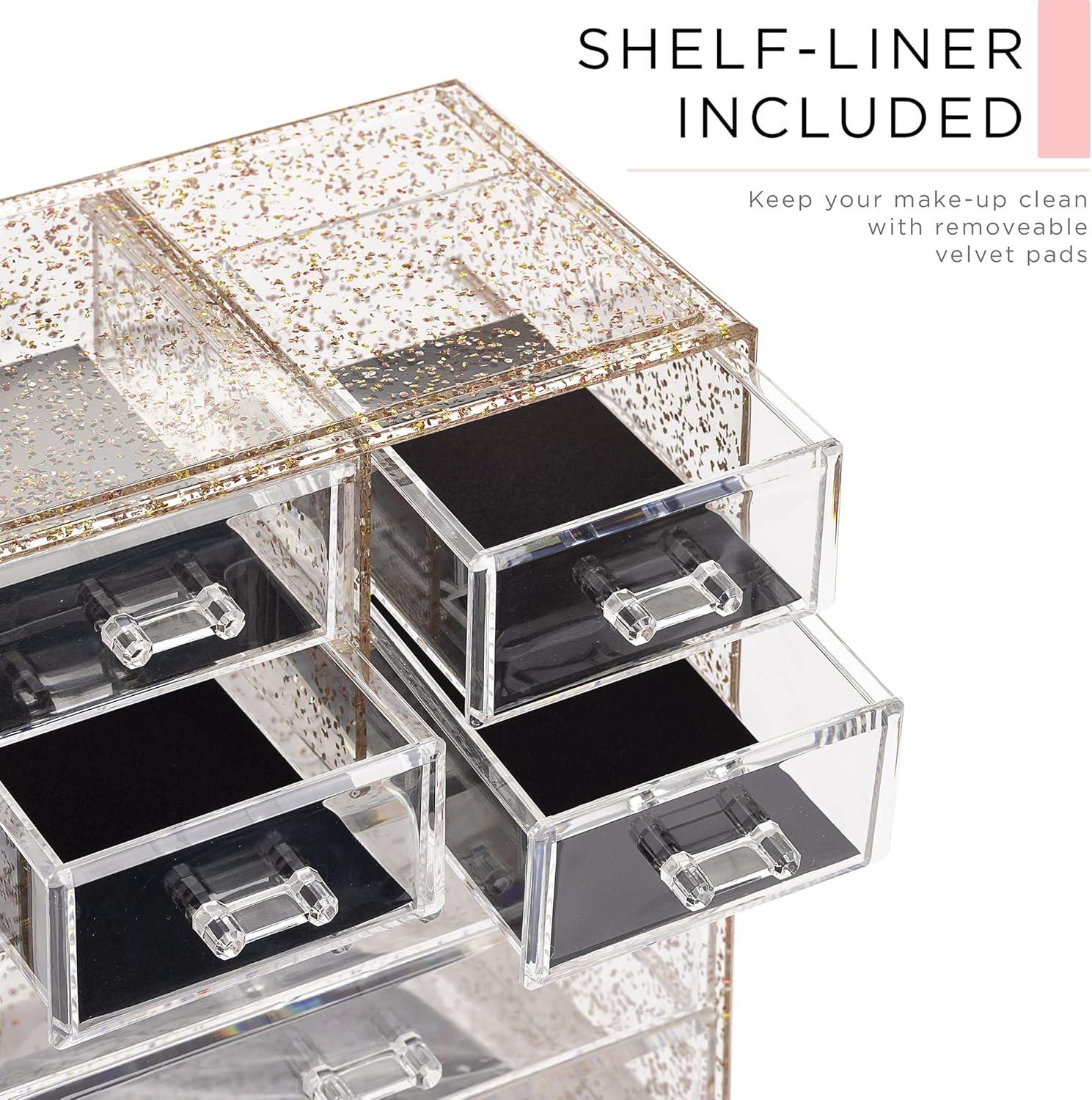Sorbus 2-Piece 7-Drawer Vanity Organizer in Gold Glitter