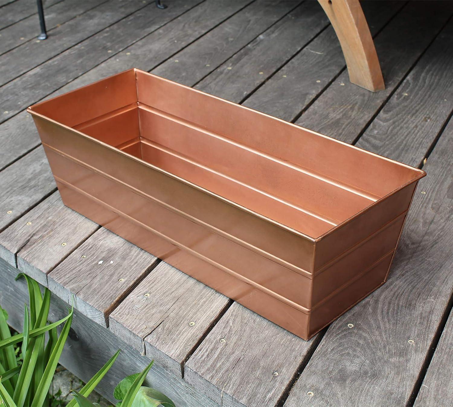 Medium Copper Plated Steel Window Flower Box Planter