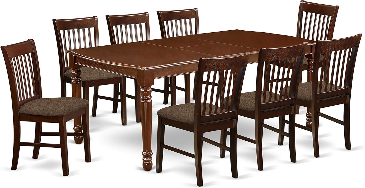 Mahogany 9-Piece Dining Set with Slat Back Chairs