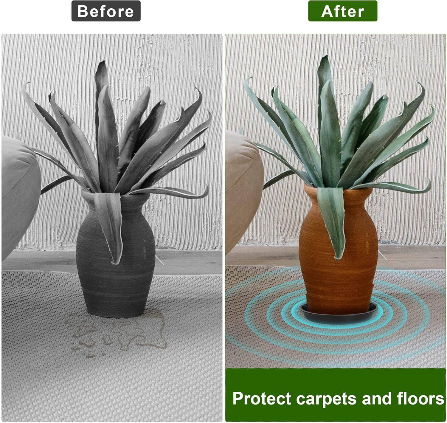 Tripumer 12Pack Plant Saucers 6inch/8inch/10inch Black Plant Saucers Plastic Planter Trays Round Trays Heavy Duty Drip Trays Perfect for Indoor and Outdoor Plants