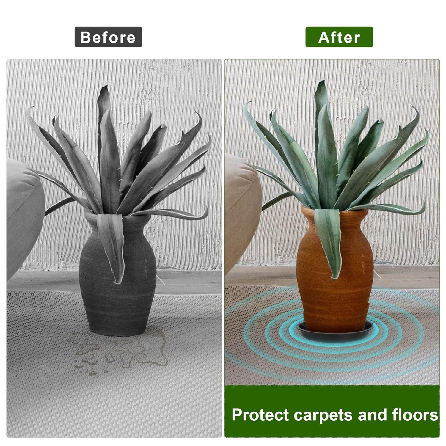 Tripumer 12Pack Plant Saucers 6inch/8inch/10inch Black Plant Saucers Plastic Planter Trays Round Trays Heavy Duty Drip Trays Perfect for Indoor and Outdoor Plants