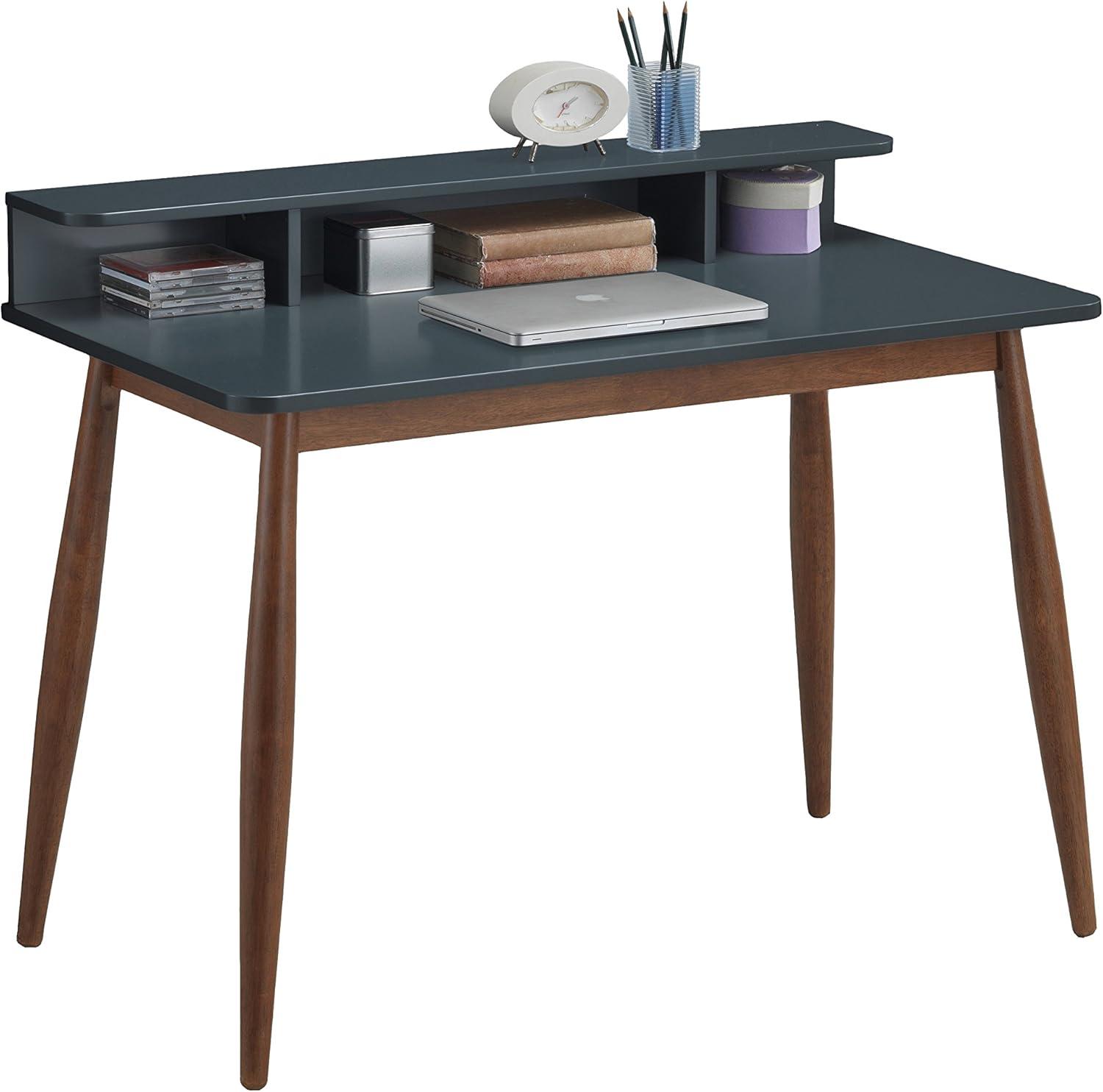 Roundhill Furniture Roskilde Storage Wood Office Desk, Gray Blue